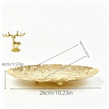 WAXJJDW Gold Textured Vanity Storage Tray With Deer Figurine, Key And Cosmetic Jewelry Organizer Box, Christmas Home Decor Gift - Hammered Storage Tray + Deer - View 11