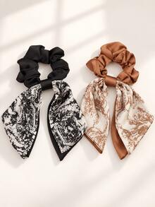 French Vintage Printed Ribbon Headband, Elegant Updo Hairband, Exquisite Ponytail Hair Tie, Versatile Hair Accessory. Christmas - Multicolor - View 7