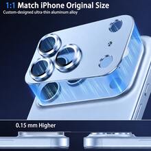 CASECOPS 4片冰藍色合金金屬相機鏡頭保護膜,適用於 iPhone 18 Pro/18 Pro Max,9H 無縫貼合設計,防刮防指紋,全面防刮防撞,高清鏡頭還原原圖畫質 - 淺藍色 - 查看 5