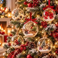 12pcs Reusable Clear Fillable Plastic Christmas Ornament Balls For Creative DIY Crafts, Hanging Decorations And Holiday Decor - 10cm - View 6