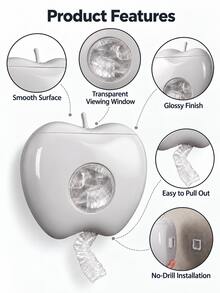 1pc Wall-Mounted Food Cling Film Dispenser, No-Drill Elastic Cling Film Storage Box, Transparent Window, Apple-Shaped Plastic Bag Storage Box, Kitchen Wall Use, Space-Saving For Pantry - Multiple Styles and Colors - View 6