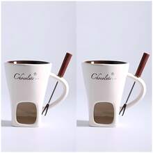 Panci Pelebur Cokelat Keramik untuk Dapur Rumah, Cangkir Pemanas Keju, Panci Fondue Cokelat dengan Garpu, Mug Industri, Cocok untuk Pesta Pernikahan di Luar Ruangan, Hadiah Ulang Tahun - MultiWarna - View 18