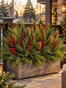 35pcs Artificial Christmas Greenery Stem Set, Includes Pine Branches, Cedar Branches, Red Berry Decorative Stems And Pine Cone Stems, Bendable DIY Winter Floral Decoration, Suitable For Vases, Flower Pots, Window Boxes, Table Centerpieces And Porch Decor - Multicolor - View 3