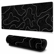 Black & White Line Pattern Extra Large Mouse Pad, Gaming Desk Mat, Large Keyboard Pad, Washable, Rubber Non-Slip Bottom, Gift Mouse Pad, Desktop Protector, Study Desk Mat, Multiple Sizes Available, Computer Keyboard Pad, Laptop Pad - View 1