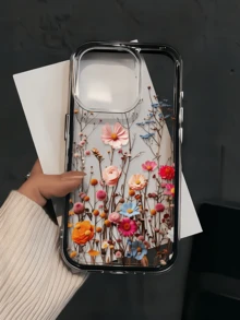 1件裝黑色彩色花簇個性化極簡風 2合1 防摔軟 TPU 手機殼 全包覆防污保護殼，適用於 Apple 18 17 16 15 14 13 12 11 Pro Max Air - 彩色 - 查看 1