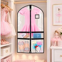 2pcs Kids Ballet Dress Garment Bag, Transparent Hanging Dress Cover With Zipper And Storage Pocket, For Concerts, Competitions, Closet And Travel (Hanger Not Included) - Multicolor - View 3