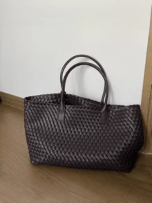 Dedoo Women's Handbag, Large Woven Tote, Solid Color, Faux Leather, Double Round Handles, Open Top,Oversized Capacity, Minimalist Luxury,Travel Commuter Bag - Coffee - View 4