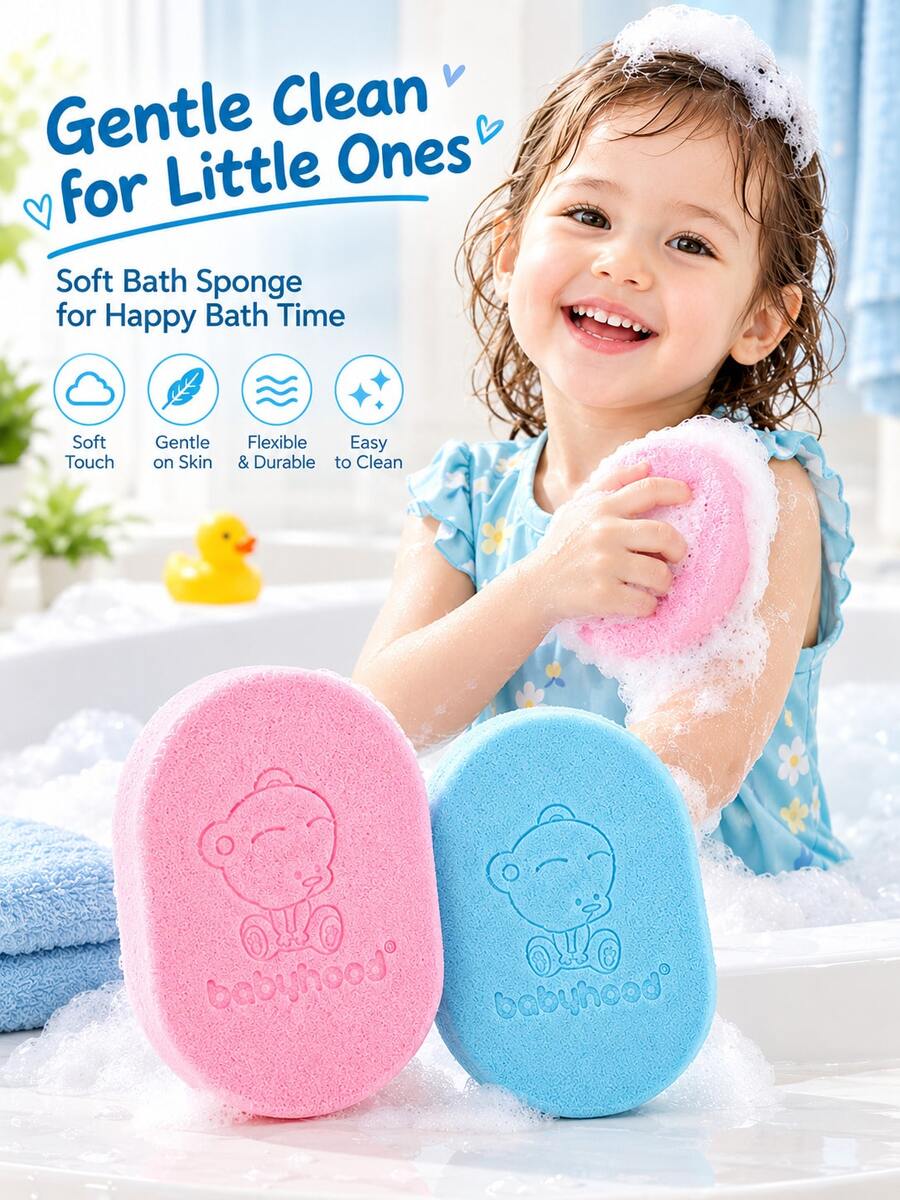 Baby Bath Sponge, Soft Pearl Cotton Shower Sponge For Kids,Gentle Body ...