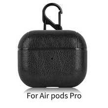 PU皮革 1/2/3/4/5、Pro 2、4 保護套，附防丟扣環，適用於 Apple 耳機（黑色） - 黑色 - 查看 12