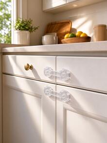 10pcs Transparent No-Drill Safety Lock, Sticks Firmly, Prevents Cabinets And Drawers From Accidentally Opening, And Reduces Bumping Hazards. - Multicolor - View 7