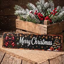1pc Christmas Bow Santa Claus Wooden Hanging Ornament, Holiday Atmosphere Decoration, Suitable For Home And Yard Decor - AA - View 8