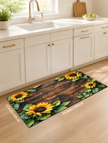 1pc Sunflower Wood Grain Print Kitchen Countertop Mat, Dish Drying Mat, Absorbent Dish Drying Mat, Coffee Machine Mat, Dishwashing Mat, Sink Mat, Kitchen Countertop Protector Mat, Suitable For Cups, Plates, Tableware And Kitchen Decor - Multicolor - View 10