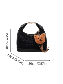 1pc Girls Leopard Print PU Zipper Closure Fashion Handbag/Crossbody Bag Suitable For All Seasons Daily Use Without Pendant - A - View 3