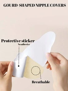10pcs Non-Woven Fabric Gourd-Shaped Disposable Invisible Seamless Nipple Covers, Suitable For Camisole Dresses - Multicolor - View 5