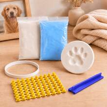 DIY Pet Paw Print Memorial Kit, Suitable For Dogs And Cats, White And Blue Clay With Letter Stamps And Round Molds, Pet Memorial Gift - 5 Pcs - View 3