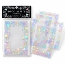 Galaxy Fragment Series Colorful Foil PET Sticker Pack, INS Style Strawberry & Whale Element Holographic Iridescent Border Stickers, Hollow Photo Frame Stickers, Scrapbook Material Stickers, DIY Decorative Stickers - Multicolor - View 3
