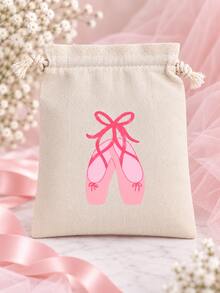 Ballet Dance Drawstring Bag, Linen Ballet Shoe Print Storage Pouch For Dance Class, Training, Pointe Shoes, Hair Accessories & Small Essentials - Multicolor - View 6