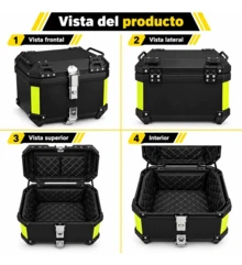45L Motorcycle Top Case Trunk With Backrest And Universal Base | Waterproof | Helmet Compatible, 34*42*36cm - A - View 2