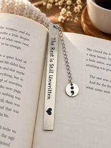 Mental Health Inspirational Bookmark, Stainless Steel Reading Marker With Semicolon Pendant, Bookish Gift - Multicolor - View 5