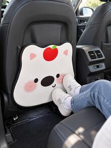 1pc Cute Cat Dog Bear Car Seat Back Protector, PU Leather Kids Kick Mat, Wipeable & Cleanable, Adjustable Hook & Strap, Universal Front Seat Back Cover, Suitable For Car SUV Sedan Truck, Family Travel Interior Accessory - A - View 5