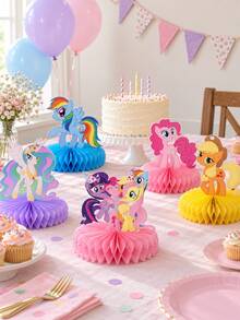 My Little Pony Character Honeycomb Table Centerpieces, Colorful Pony Party Decor For Birthday Table, Christmas Party & Holiday Celebration - Style 1 - View 2