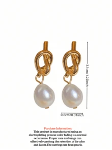 1 Pair Retro Elegant Faux Pearl Teardrop Earrings, Unique Design Versatile Commute & Date Earrings For Women - Pearl Ear Hooks - View 8