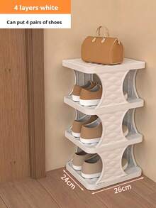 Foldable Shoe Rack - Suitable For Narrow Closets, Space-Saving, Plastic Shoe Organizer Rack, Can Be Placed In Entryway, Efficient Use Of Space/Home/Dorm - Beige - View 12