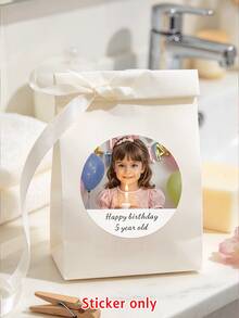 Custom Round Stickers, Personalized Photo Stickers, Custom Image & Text Circle Labels, Photo Labels For Cups, Tumblers, Bottles, Packaging & Party Favors, Wedding, Birthday, Anniversary, Valentine's Day, Gifts & Celebrations - Multicolor - View 4