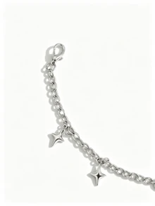 1pc Versatile Star Boots, Decorative Accessories, Sweet Cool Cross Star Pendant, Chain, Suitable For Daily Use - Silver - View 9