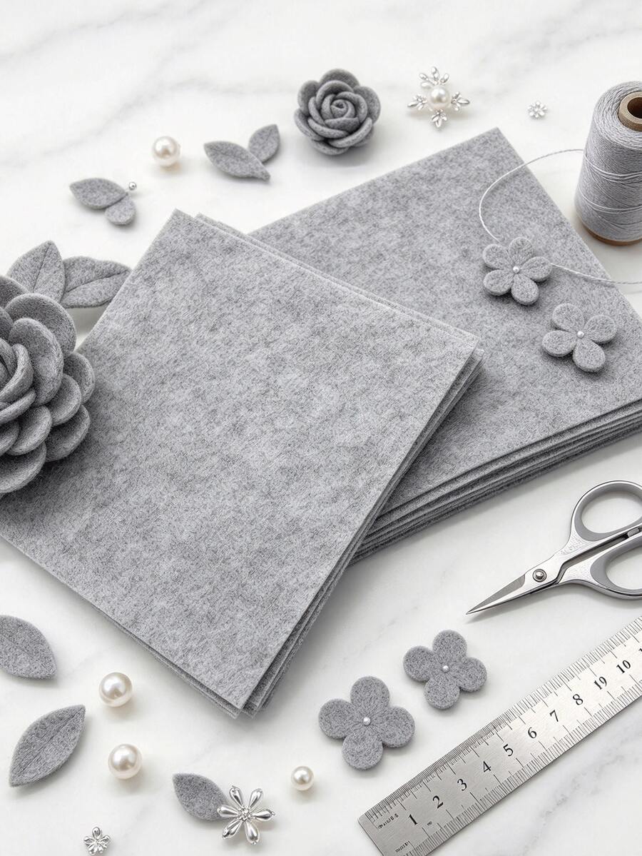 20pcs Gray Pre-Cut Felt Fabric, 13*13cm, For DIY Crafts, Model Making - Felt Cloth - View 1