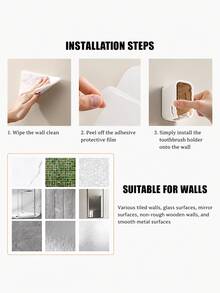Minimalist Wall-Mounted Toothbrush Holder With Lid, Dust-Proof Storage Box, No-Drill Wall-Mount Toothbrush Rack For Electric Toothbrushes, Wall-Mounted Toothbrush Organizer With Dust-Proof Flip Cover, Ventilation And Drainage Design, Bathroom Electric Toothbrush Holder, Home Bathroom Toothbrush Storage Rack, Wall-Mounted Toothbrush Protective Box - Multicolor - View 6