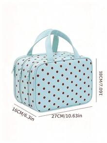 Polka Dot Print Handheld Makeup Bag, Multi-Zipper Pocket Design, PU Material Large Capacity Cosmetic Storage Bag, With Multiple Inner Compartments, Portable Travel Toiletry Organizer, Suitable For Cosmetics, Brushes, Skincare Products, Ideal For Weekend Trips - Multicolor - View 10