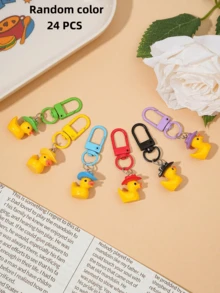 Cute Yellow Duck Bag Charm With Fashion Hat, Mini Resin Duck Keychain Pendant, Handbag Backpack Decorative Accessory - Multi-color - View 8