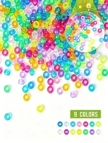 1000/2pcs Fluorescent Glow Horseshoe Beads, 9mm Plastic Handmade Beads, Suitable For DIY Jewelry Making, Ideal For Friendship Bracelets, Necklaces And Hair Braiding Projects, 9 Vibrant Fluorescent Colors, Lightweight And Easy To Thread - Mixed Style - View 9
