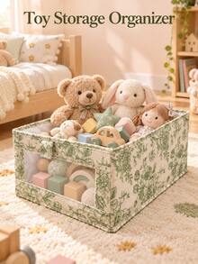 1pc Multifunctional Foldable Fabric Storage Boxes For Bedroom, Floral Storage Organizer With Clear Window For Toy Storage, Clothes, Pants And Closet Organization,Storage Bins,Storage Containers,Christmas,Closet Organizer And Storage - Multicolor - View 1