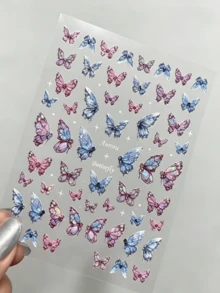 2pcs Holographic Purple Blue Gradient Butterfly Bubble Stickers, Transparent Glitter Laser Butterfly, Waterproof Self-Adhesive Stickers For Tumblers, Phone Cases, Laptops And Digital Product Shells, Decorative Material Stickers - Embossed Stickers - View 4