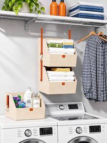 1pc 4-Tier Foldable Hanging Closet Organizer, No-Assembly Space-Saving Wardrobe Storage Bag And Clothing Shelf For Clothes, Sweaters, Towels And Accessories, Multifunctional Hanging Storage For Bedroom, Dorm And Home - Multicolor - View 6