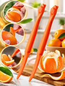 4pcs Orange Peeler, Plastic Creative Cutter With Folding Handle, Lemon Grapefruit Peeler, Fruit Vegetable Tool, Suitable For Outdoor Picnic Kitchen Supplies - Multicolor - View 6