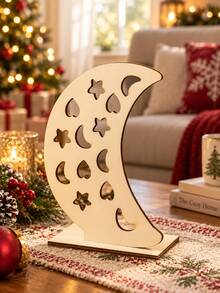 1pc Desktop Ornament Bohemian Style Starry Moon Contour Decoration Rice Tone Hollow Dining Table Center Ornament Suitable For Fireplace Shelf Home, Holiday Party Desktop Decoration Gifts - Style 6 - View 5