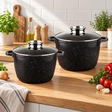 4-Piece Deep Cooking Pot Set With 2 Glass Lids, 28 Cm And 32 Cm, For Soups, Stews And Pasta - View 6