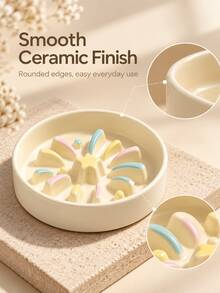 1PC Ceramic Slow Feeder Bowl For Cats & Dogs, Flower Raised Design Pet Feeding Bowl, Indoor Pet Food Dish - 200ml - View 7