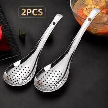 2pcs Large And Small Stainless Steel Hollow Strainer Spoon Set, Long Handle Soup Ladle, Suitable For Hot Pot, Soup, Noodles And Frying - Multicolor - View 13