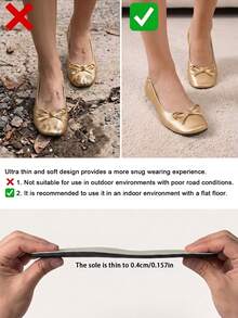 Women's Fashion Casual Soft Comfortable Versatile Indoor Wear, Lightweight Foldable Ballet Flat Shoes, Suitable For Dancing - Gold - View 3