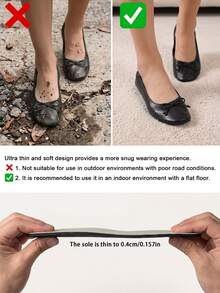 Women's New Classic Black Soft Comfortable Elastic Bow Lightweight Soft Sole Foldable Ballet Flats Slip-On Shoes With Matching Handbag, Backup Shoes - Black - View 3