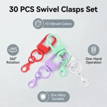 30Pcs Colorful Swivel Snap Hook Keychain Clips, 12 Color Lobster Claw Clasps For DIY Crafts, Jewelry Making & Bag Charms - Colorful Door Strap Lobster Clasp - View 5