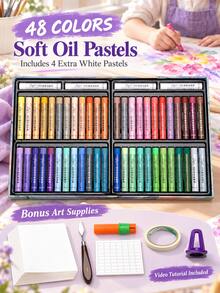24/36/48 Colors Soft Oil Pastel Set, Macaron Color Crayons With Drawing Paper And Scraper, Suitable For Children, Elementary Students, DIY Crafts, Painting And Art Supplies - Multicolor - View 2