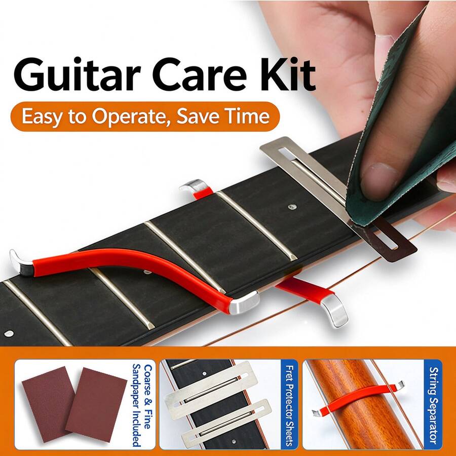 1 buah Perlengkapan Perawatan Gitar, Alat Pemoles Fret Gitar, Pelindung Fret, Pemisah Senar Gitar, Alat Perawatan Gitar, Perlengkapan Perbaikan Gitar, Pembersih Fret Gitar - MultiWarna - View 1