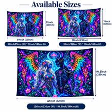 2D Flat Pattern, Single Piece, Dreamy Angel & Demon Theme, Fluorescent Color Tapestry, Rainbow Feather Wings, Floral Goddess, Skull Demon Design, Glows Under Fluorescent Light, Suitable For Wall Decor, Backdrop, Party Decoration - Multicolor - View 3