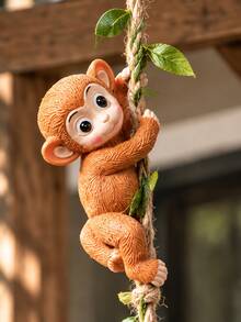 Set Of 3 Cute Hanging Climbing Monkey Ornaments – Resin Garden Figurines With Ropes – Suitable For Indoor/Outdoor Trees, Gardens, Balconies, And Home Decor - Multicolor - View 5