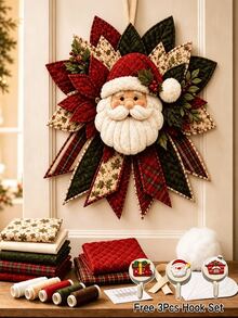Beginner-Friendly Oversized Christmas Quilted Door Hanger Sewing Kit - Pre-Cut Fabric Suitable For Front Door Wall Hanging Decor With Patchwork, Hand Washable Craft Project For Decoration (No Need) - A - View 8
